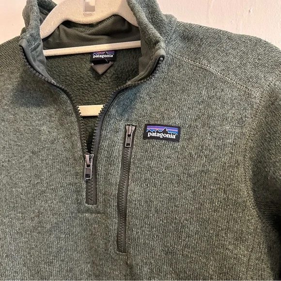 Boys Patagonia dark green better sweater 1/4 zip pullover jacket size 14 XL - Picture 3 of 7